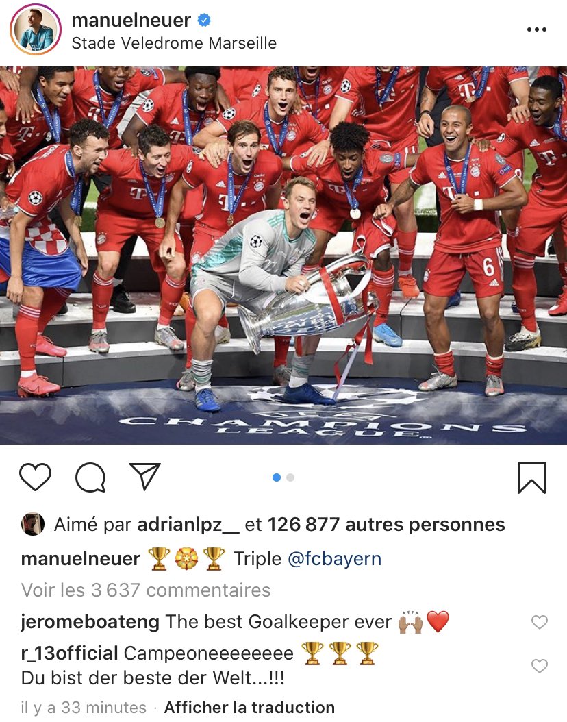 Postarea lui Neuer. Sursă foto: Instagram