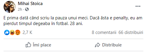 Mesajul lui Mihai Stoica. Sursă foto: facebook.com
