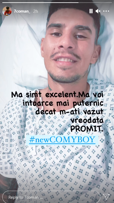 Florinel Coman după operație. Sursă foto: instastory